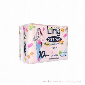 250mm sanitary napkins with soft texture upper layer